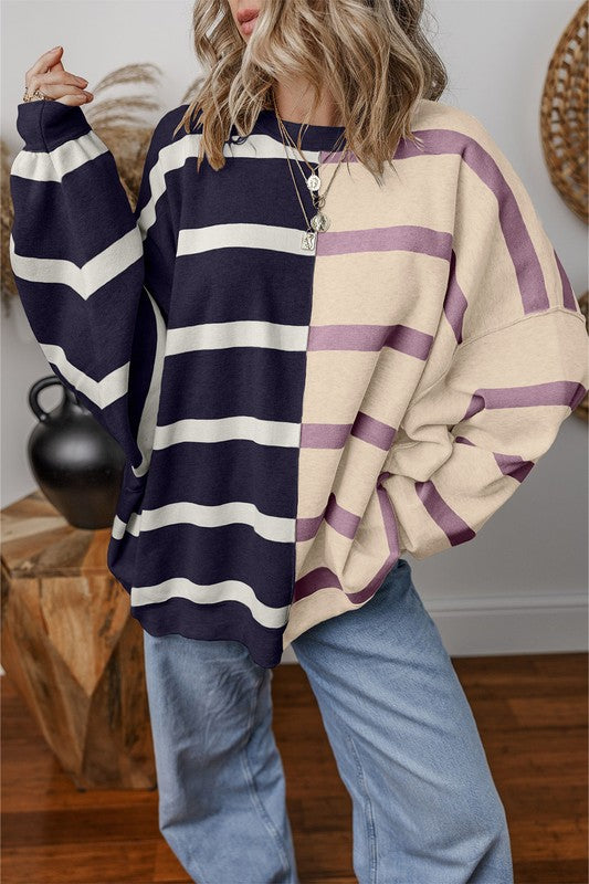 Greta | Oversized contrast printed top with dropped shoulders