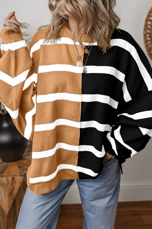 Greta | Oversized contrast printed top with dropped shoulders