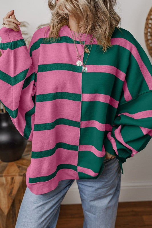 Greta | Oversized contrast printed top with dropped shoulders