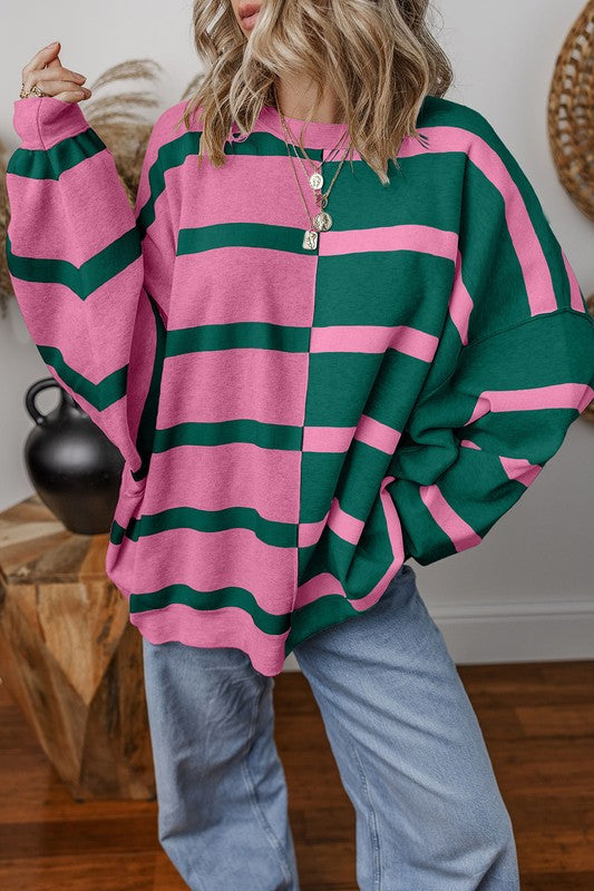 Greta | Oversized contrast printed top with dropped shoulders