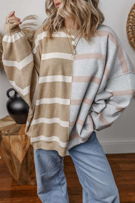 Greta | Oversized contrast printed top with dropped shoulders