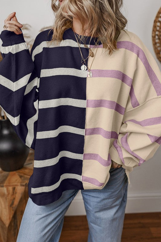 Greta | Oversized contrast printed top with dropped shoulders