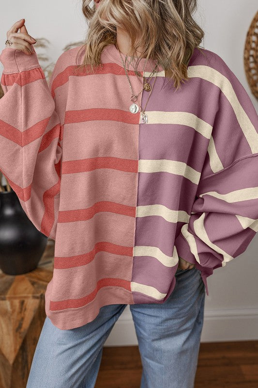 Greta | Oversized contrast printed top with dropped shoulders