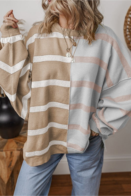 Greta | Oversized contrast printed top with dropped shoulders