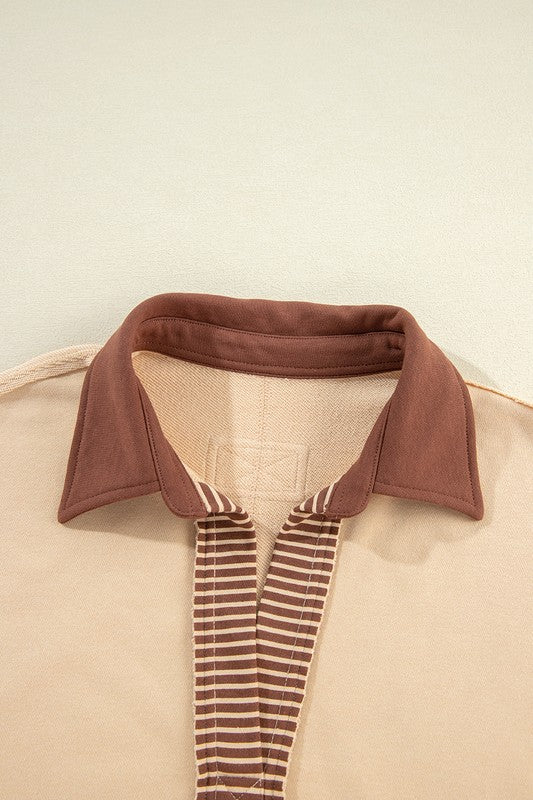 Alina | Striped colorblock sweatshirt with patchwork collar