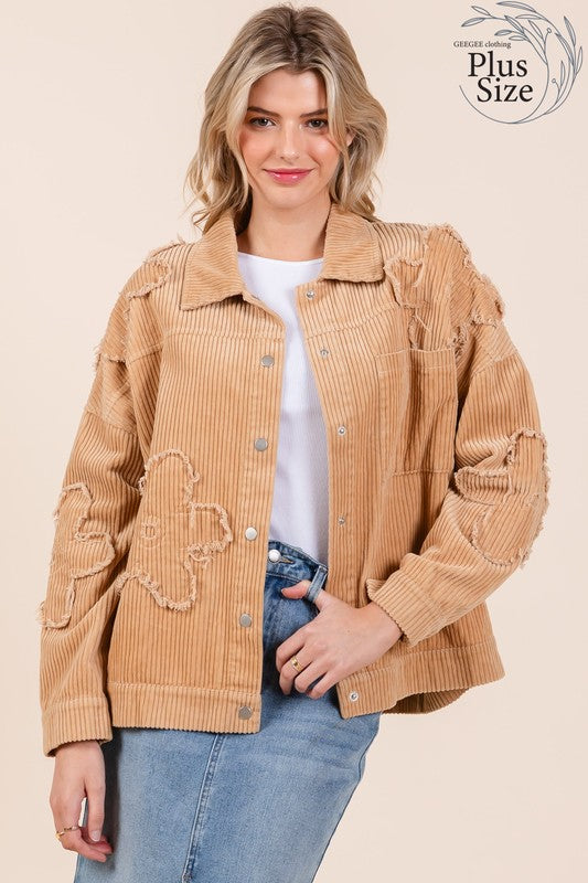 Julieta | Plus corduroy jacket with dropped shoulders