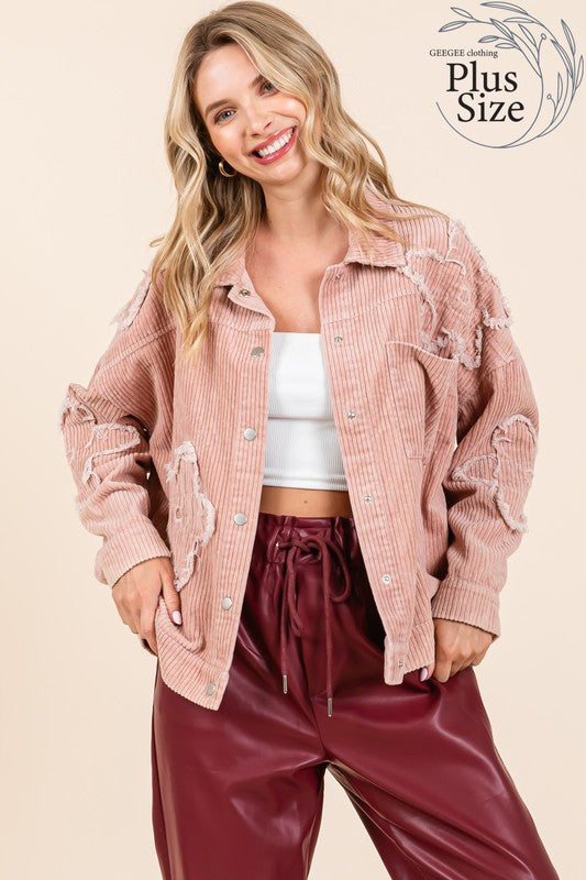 Julieta | Plus corduroy jacket with dropped shoulders