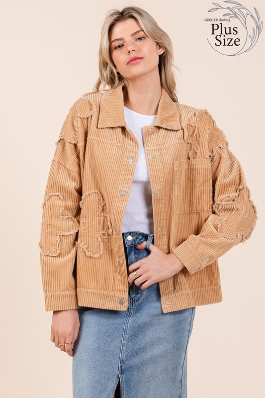 Julieta | Plus corduroy jacket with dropped shoulders
