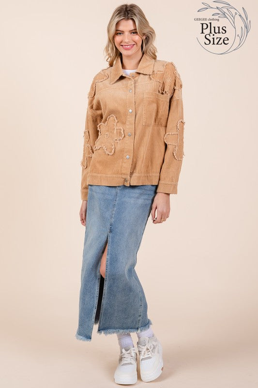 Julieta | Plus corduroy jacket with dropped shoulders