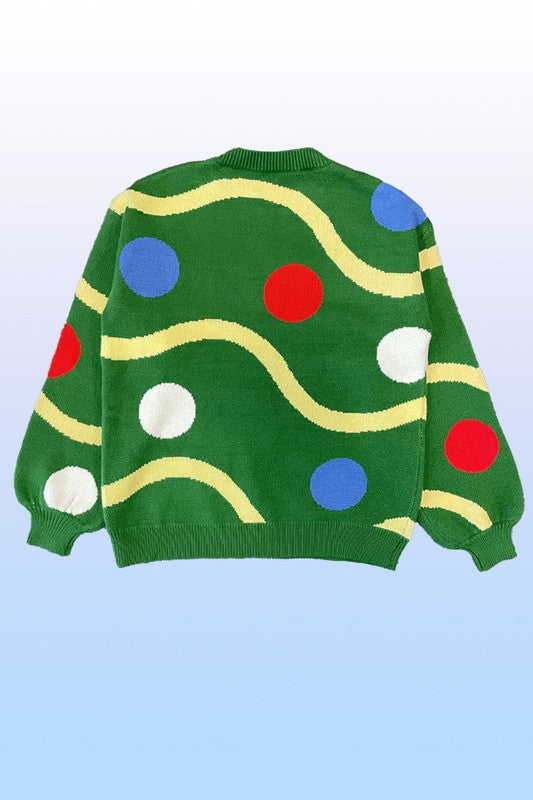 Celine | Knitted sweater with Christmas tree decorations