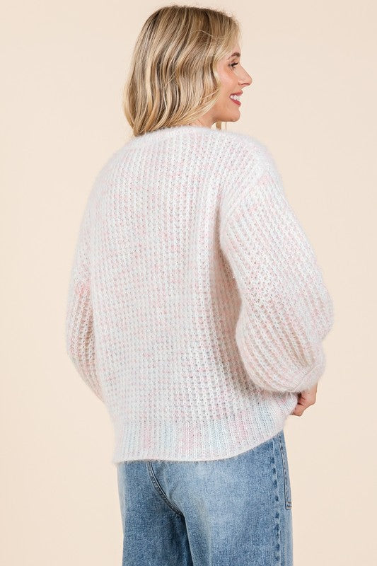 Melina | Heavy knit sweater with bow embroidery