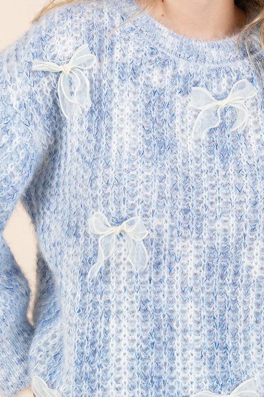 Melina | Heavy knit sweater with bow embroidery