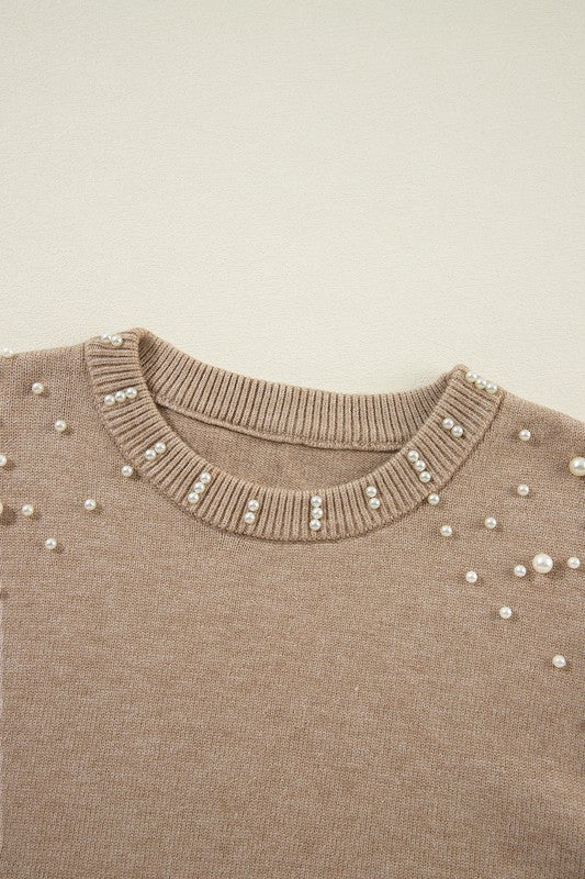 Fabiana | Beaded sweater with dropped shoulder and crew neck