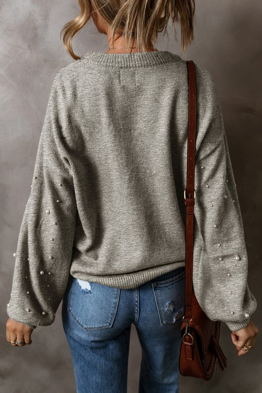 Fabiana | Beaded sweater with dropped shoulder and crew neck