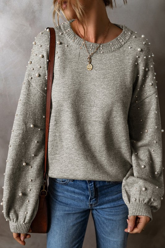 Fabiana | Beaded sweater with dropped shoulder and crew neck