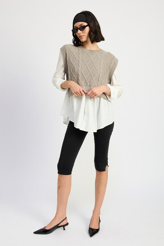 Vera | CABLE TWO FER SWEATER TOP