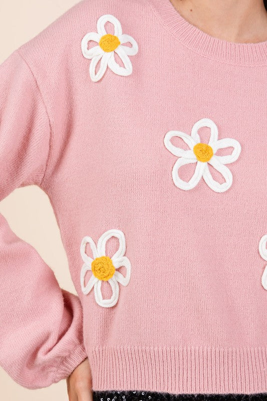 Janine | Knitted sweater with floral embroidery