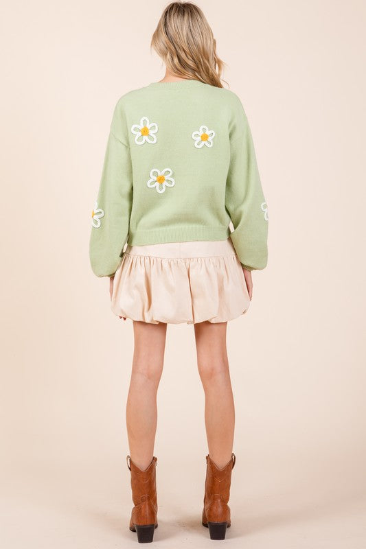 Janine | Knitted sweater with floral embroidery