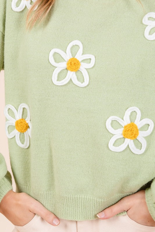 Janine | Knitted sweater with floral embroidery