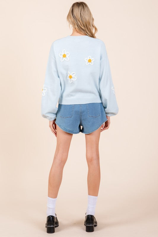 Janine | Knitted sweater with floral embroidery
