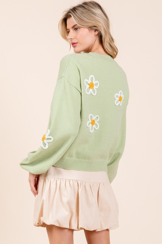 Janine | Knitted sweater with floral embroidery