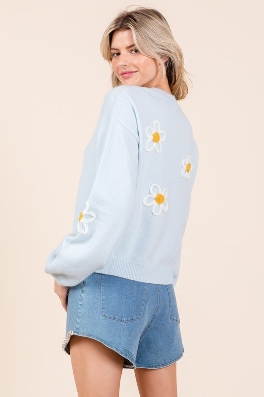 Janine | Knitted sweater with floral embroidery