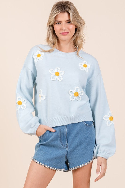 Janine | Knitted sweater with floral embroidery