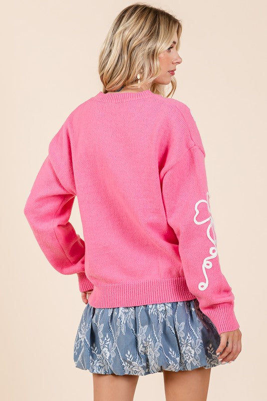 Cecilia | Plus knitted sweater with floral embroidery
