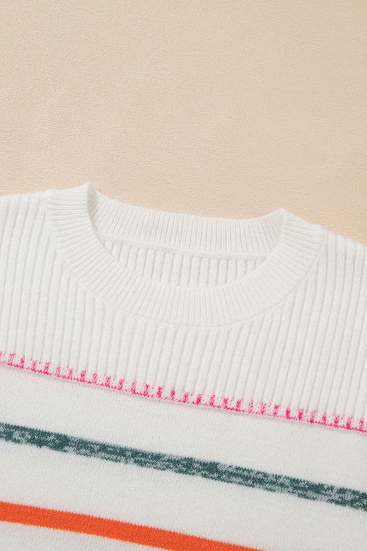 Magda | Colorful striped crew neck sweater with ribbed edges