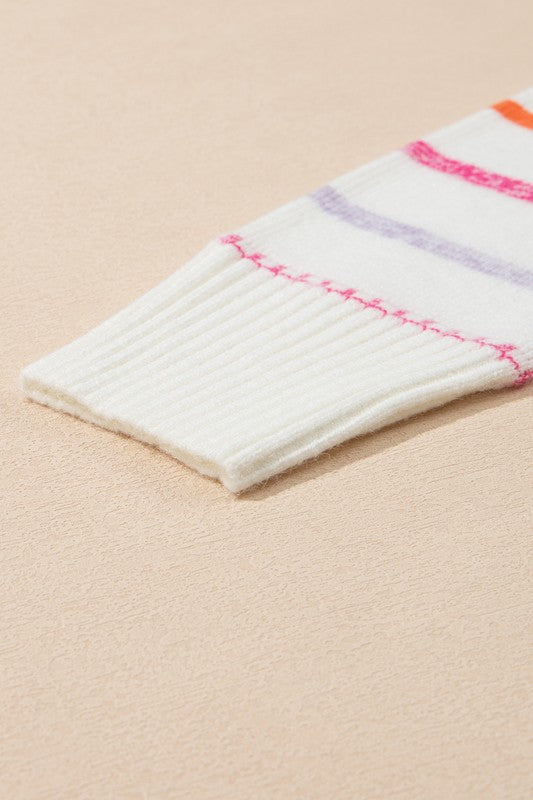 Magda | Colorful striped crew neck sweater with ribbed edges