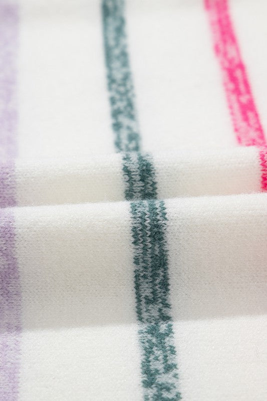Magda | Colorful striped crew neck sweater with ribbed edges