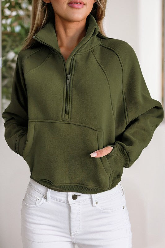 Emma | Sweatshirt with a stand-up collar and ribbed thumbhole sleeves