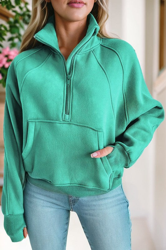 Emma | Sweatshirt with a stand-up collar and ribbed thumbhole sleeves
