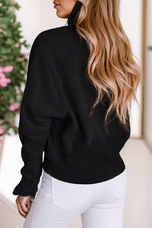 Emma | Sweatshirt with a stand-up collar and ribbed thumbhole sleeves