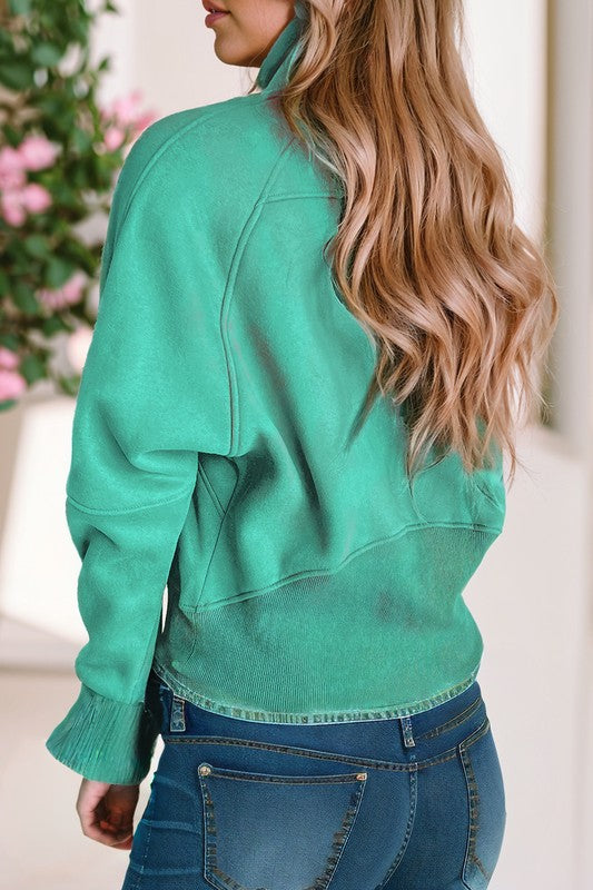Emma | Sweatshirt with a stand-up collar and ribbed thumbhole sleeves
