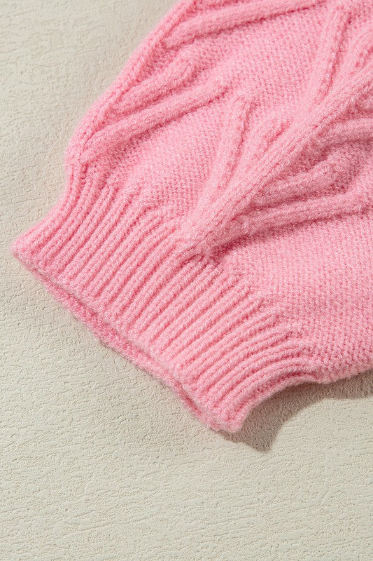 Doris | Knitted sweater with a notched neckline and a floral pattern