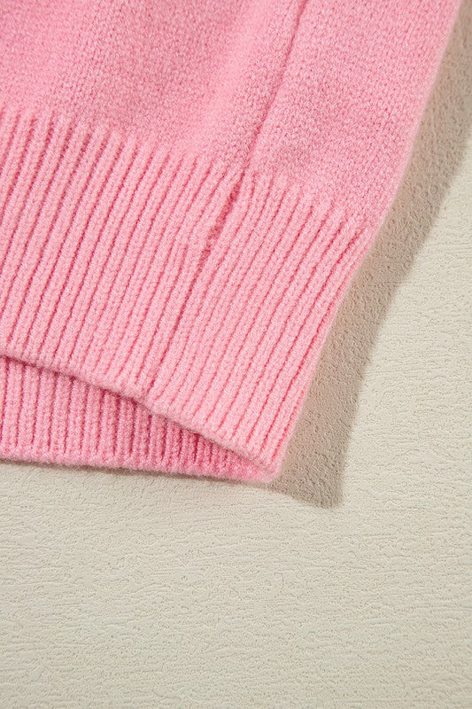 Doris | Knitted sweater with a notched neckline and a floral pattern