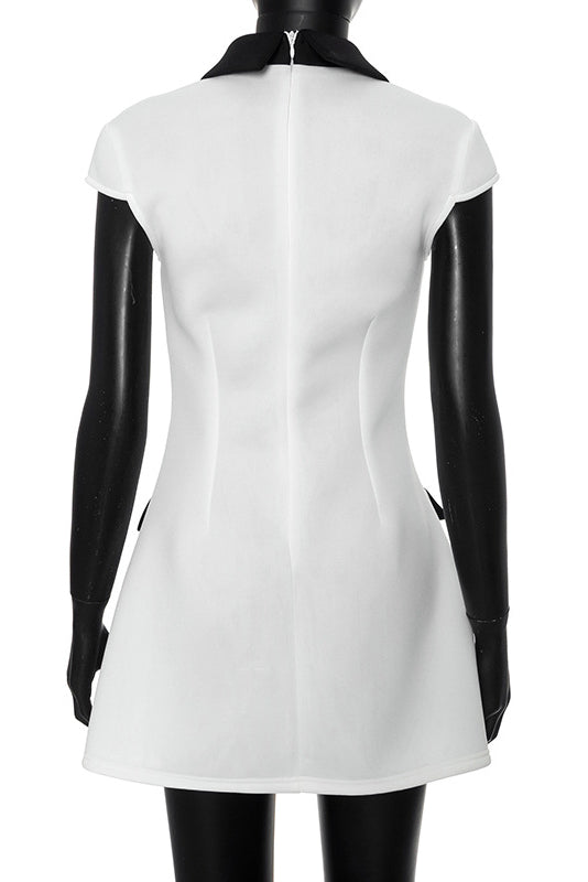 Geraldine® | Polyester Cap Sleeve Mini Dress With Contrasting Colour