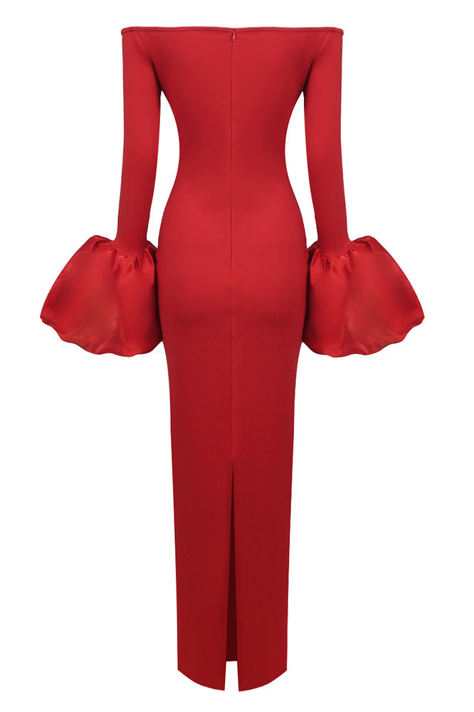 Mariana® | Solid-Colored Lantern-Sleeve Dress