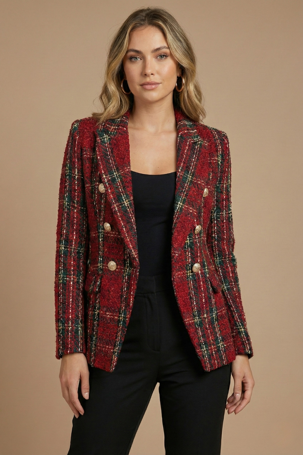 Hannah | Women’s Check Double Breasted Blazer Jacket