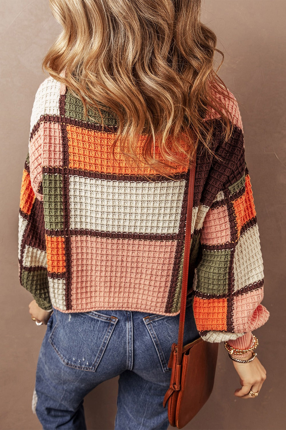 Ester | Long sleeve drawstring sweater with color block design