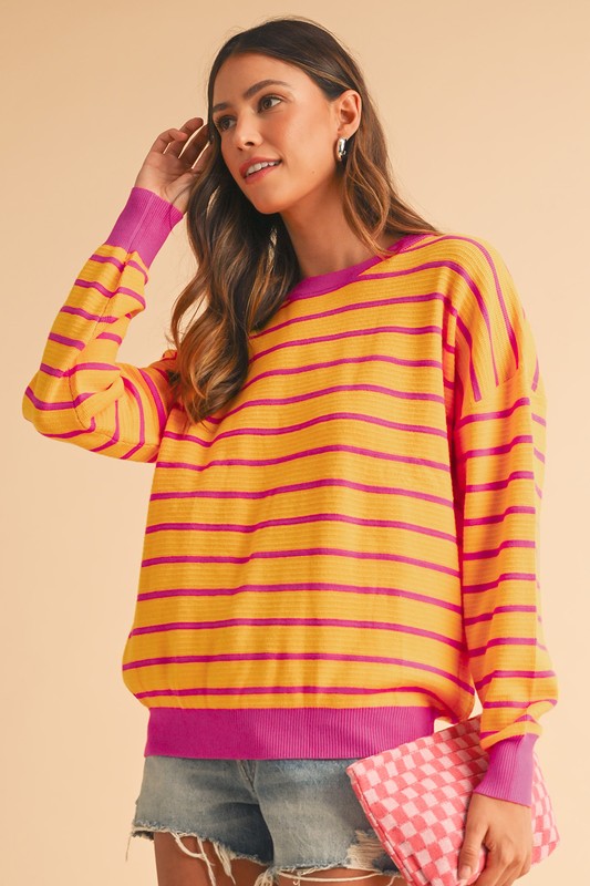 Julieta | Striped, loose sweater with a crew neck and dropped shoulders