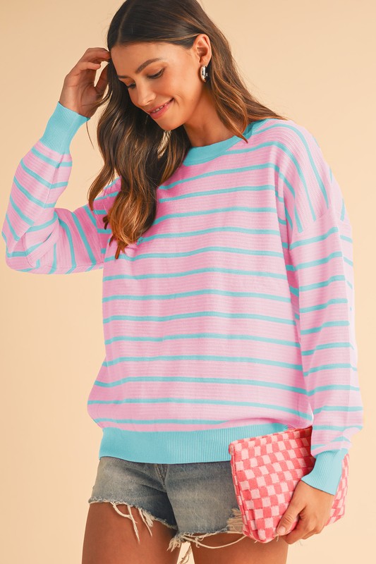 Julieta | Striped, loose sweater with a crew neck and dropped shoulders