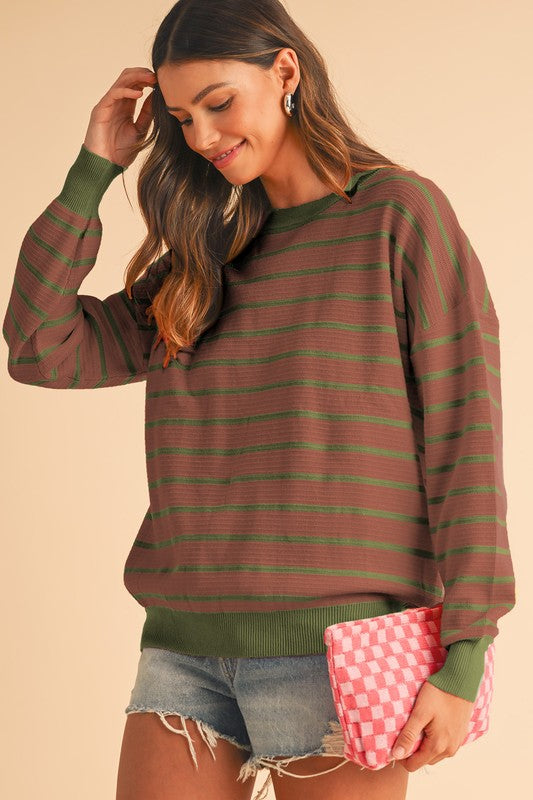 Julieta | Striped, loose sweater with a crew neck and dropped shoulders