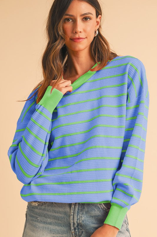 Julieta | Striped, loose sweater with a crew neck and dropped shoulders