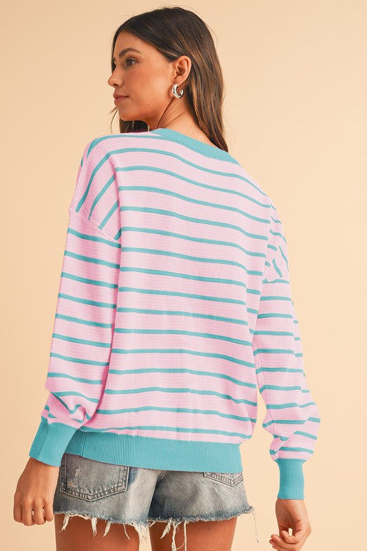 Julieta | Striped, loose sweater with a crew neck and dropped shoulders