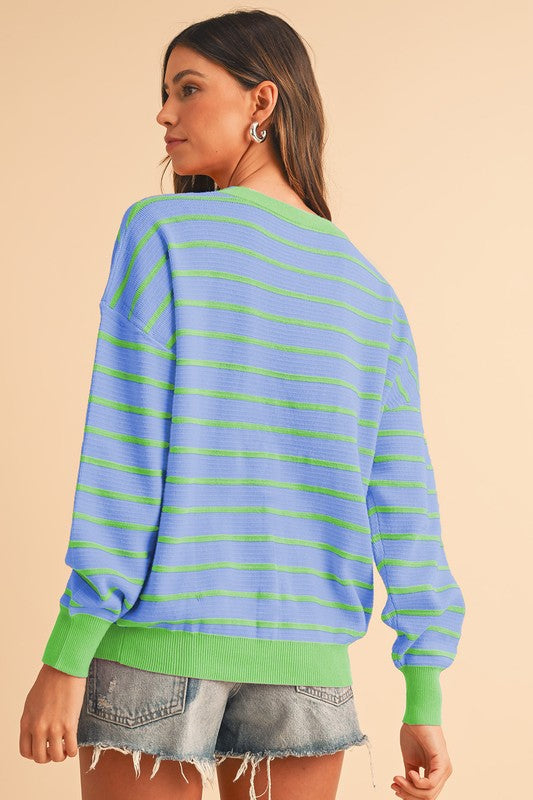 Julieta | Striped, loose sweater with a crew neck and dropped shoulders