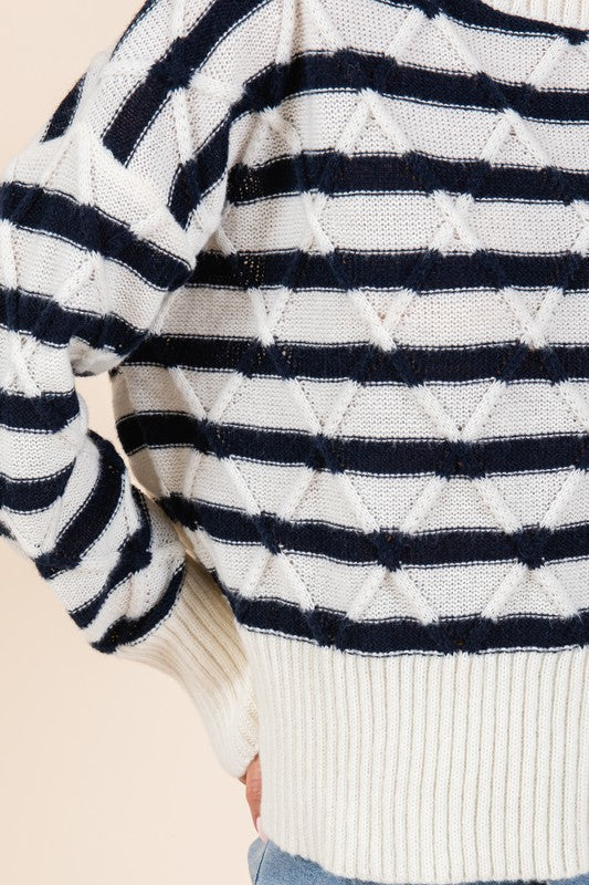 Theresa | Striped argyle knit sweater