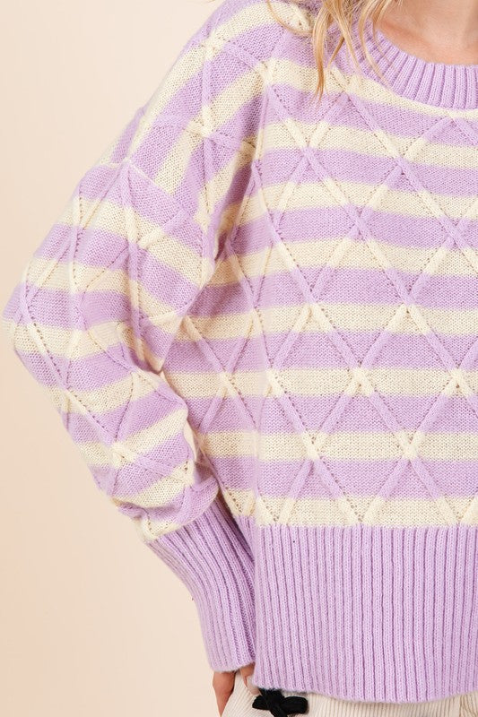 Theresa | Striped argyle knit sweater