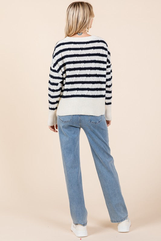 Theresa | Striped argyle knit sweater